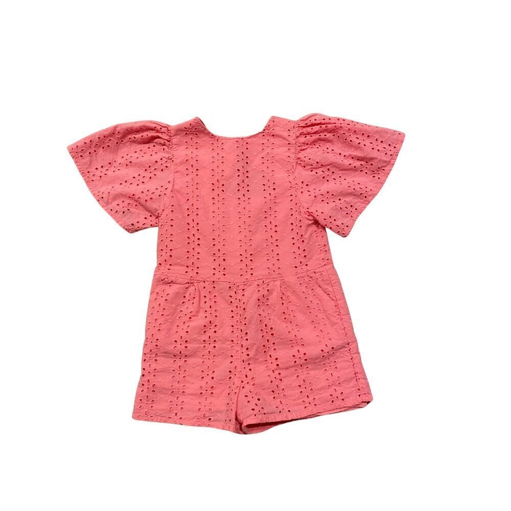 Janie and Jack Girl's Pink Eyelet Romper - Size 5 - Like New!